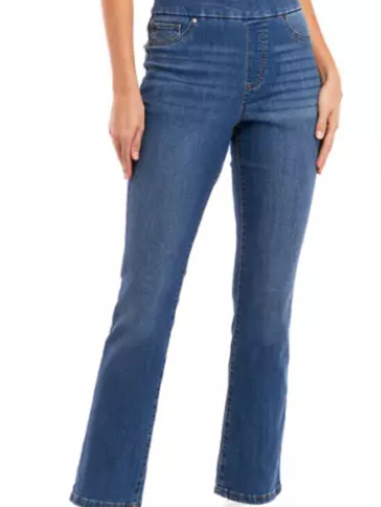Kim Rogers Denim - Kim Rogers Pull On Bootcut Tummy Control Herrin Wash Blue Jeans